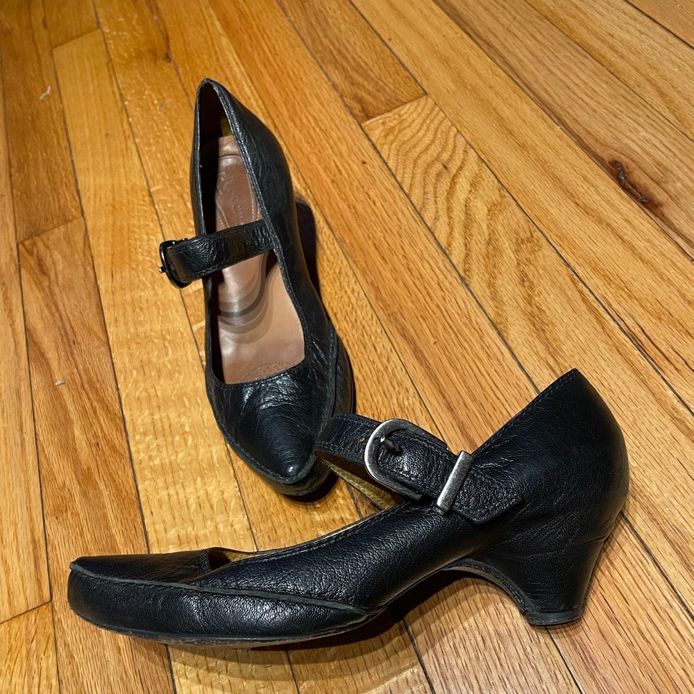 Vintage Corso Como Leather Mary Jane Point Strap Cone Kitten casual stacks 8